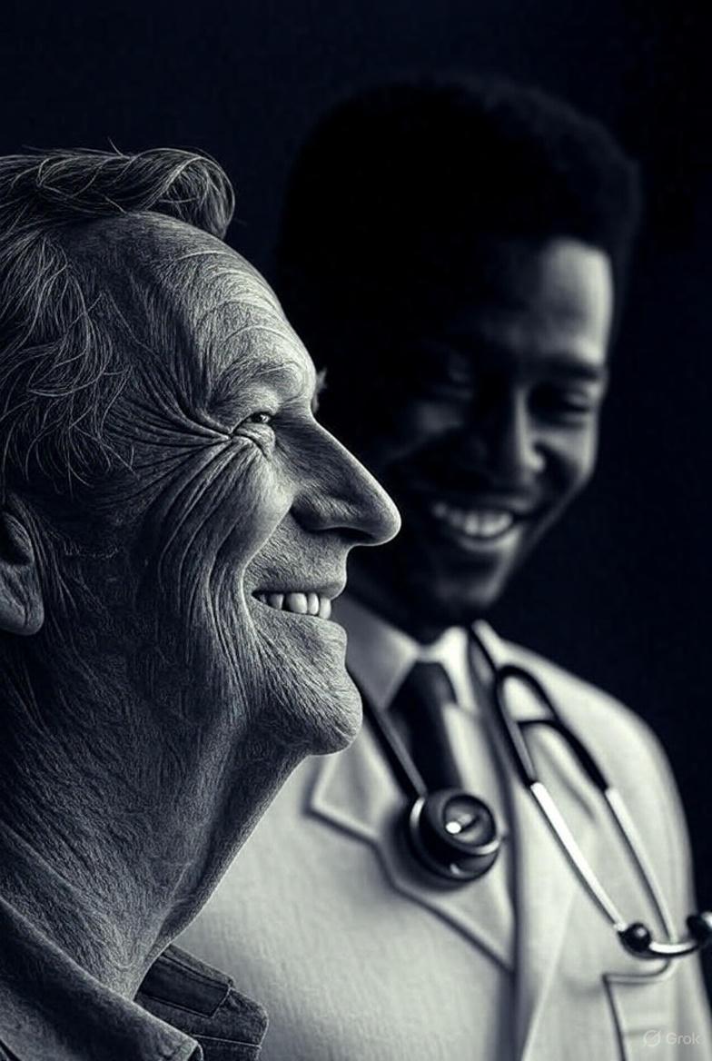 Profissional de saúde interagindo com paciente